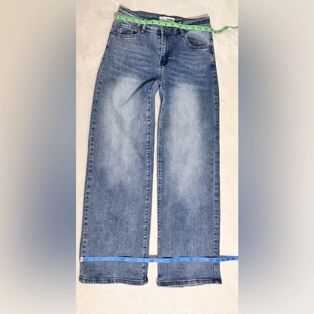 Blue Straight-Leg Jeans with Faded Denim - Picture 7 of 9